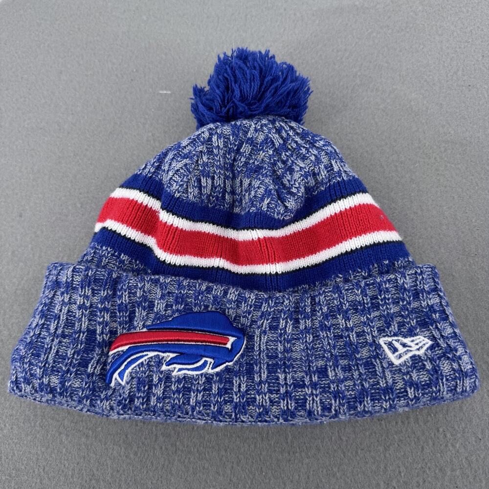 Buffalo Bills Pom Beanie Hat Cap Mens One Size Blue NFL Football New‎ Era Knit